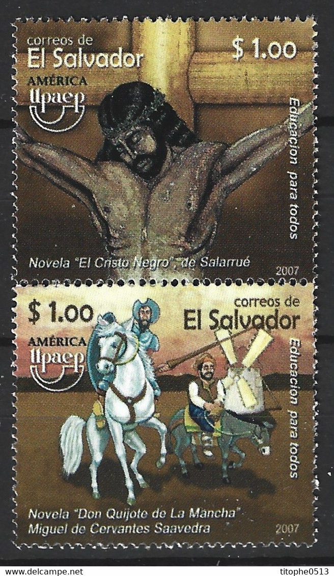 SALVADOR. N°1697-8 De 2007. Cervantes/Don Quichotte/Salarrué. - Ecrivains