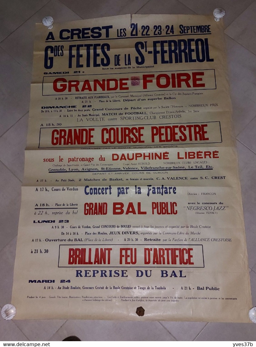 AFFICHE "CREST (26400) Gdes Fêtes De La Saint-Ferreol" - TB - Affiches