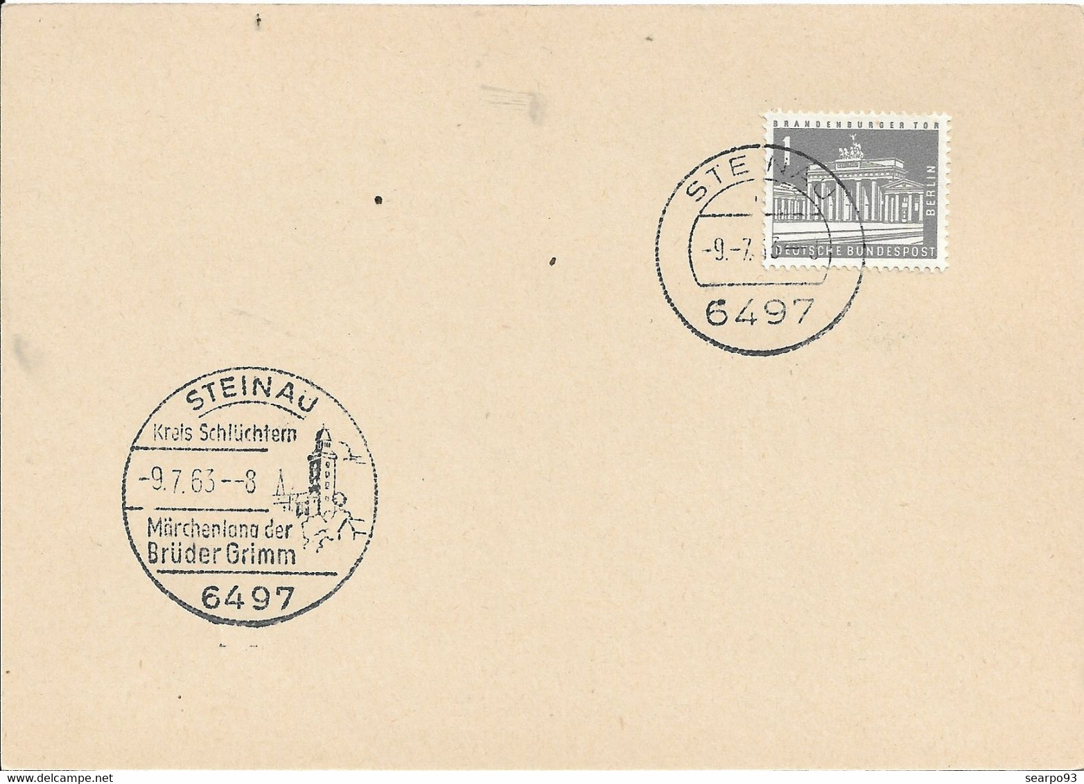 GERMANY. BERLIN. POSTMARK STEINAU. 1963 - Máquinas Franqueo (EMA)