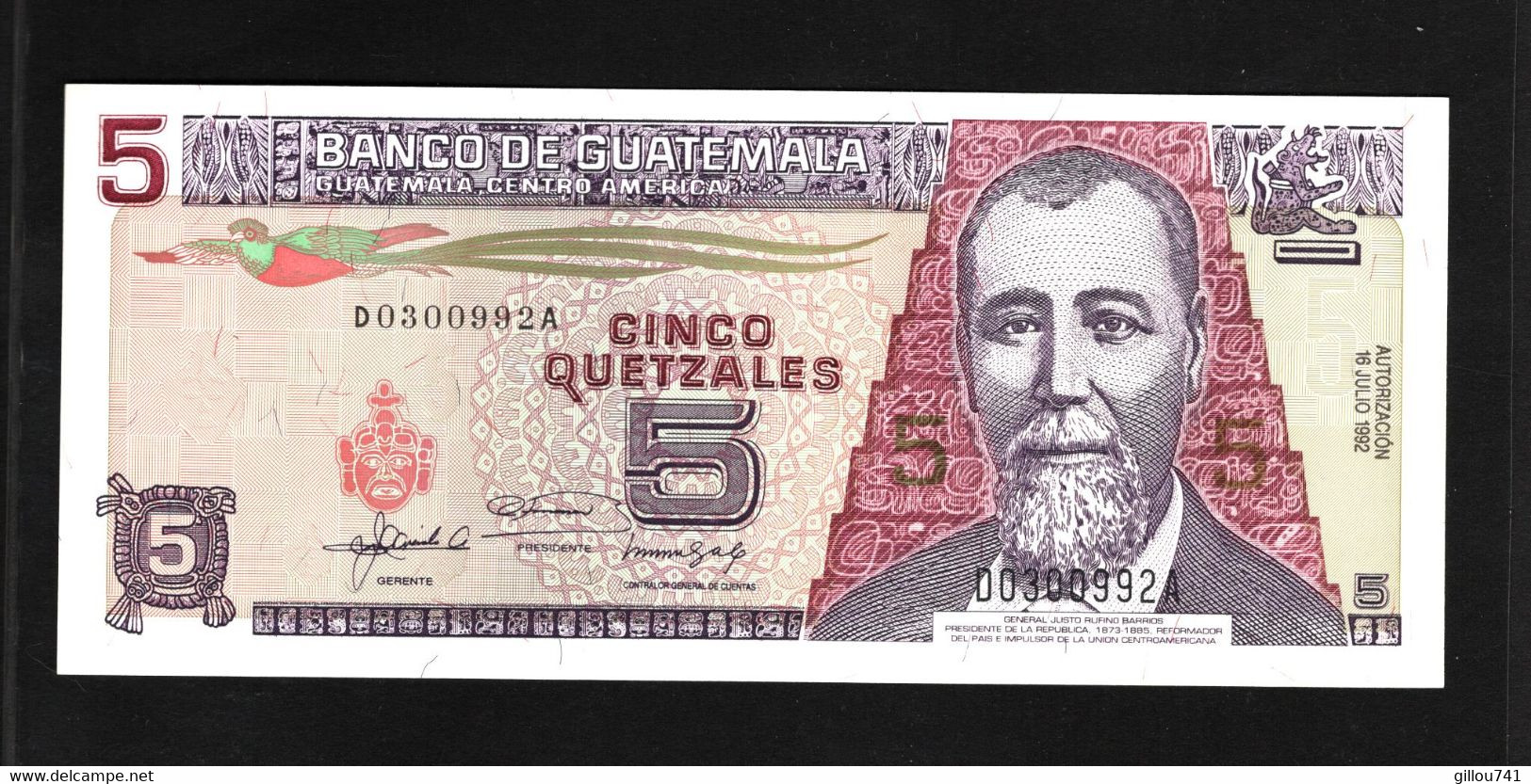 Guatemala, 5 Quetzales, 1992 Issue - Guatemala