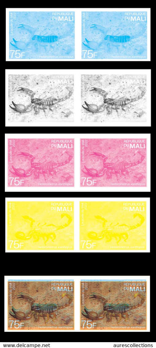 MALI 2022 RARE PACK IMPERF COLOR PROOF & ERROR TRIAL PROOF PAIRS - INDIA ENDEMIC - SCORPIONS SCORPION SPIDERS MNH - Araignées