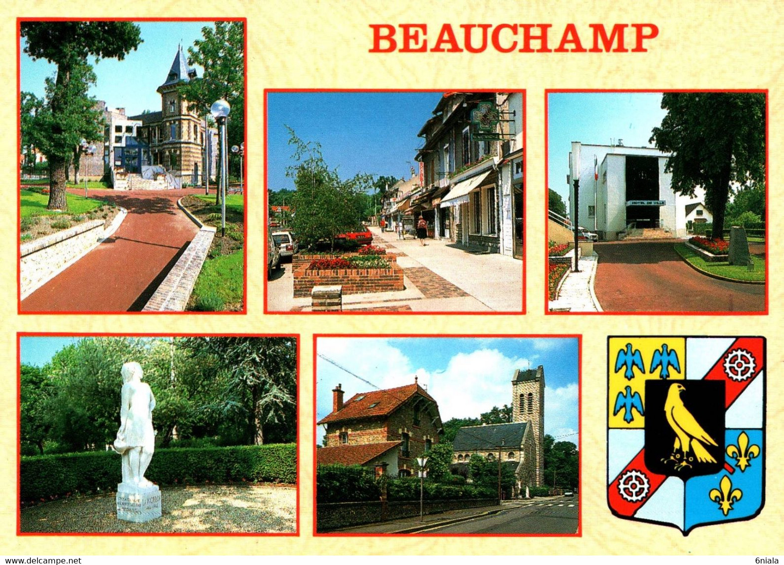 17149 BEAUCHAMP  Le Centre Socio Culturel, Place Du Marché, La Mairie, Statue De La Madelon ( 2 Scans ) 95 Val D'Oise - Beauchamp