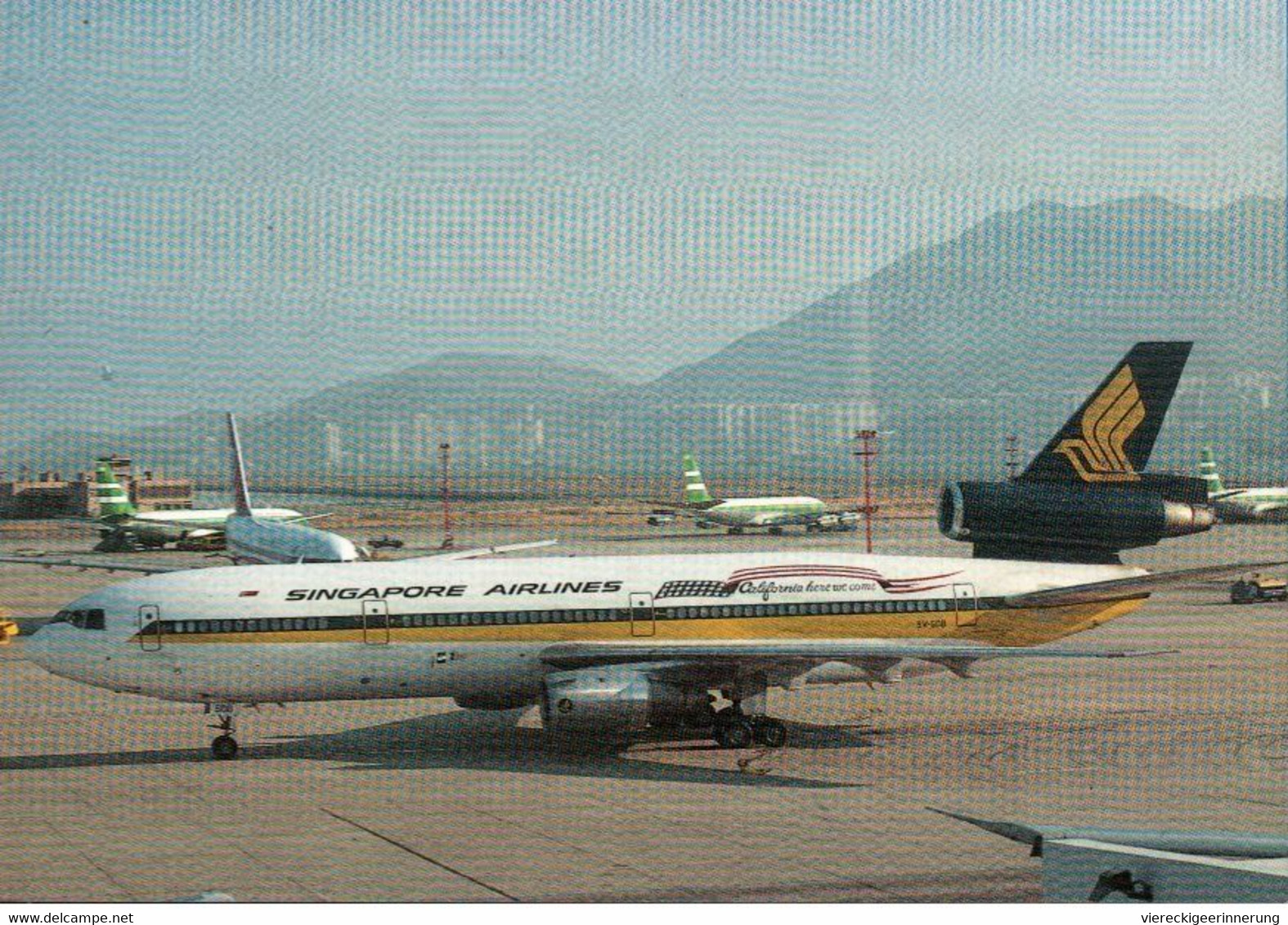 ! Modern Airline Postcard Singapur Singapore Airlines , Flugzeug, DC-10 Jetliner, Hongkong Airport - 1946-....: Moderne