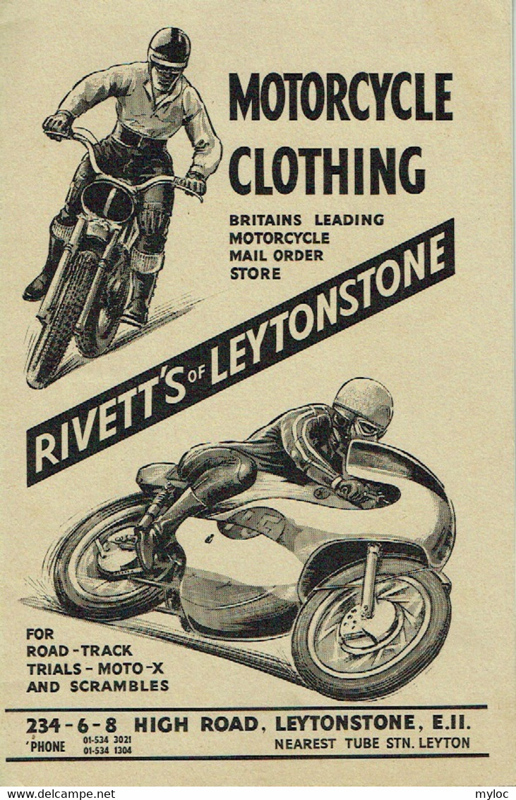 Moto. Livret D'articles Pour Motards. Rivett's Of Leytonstone. Motorcycle Clothing, Racing Leathers + Ordre D'achat. - Motos