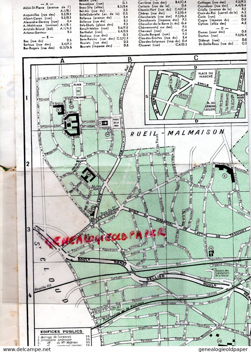 92- SURESNES - CARTE GUIDE PLAN DES RUES-  CYBELE  1960 - Otros Planes