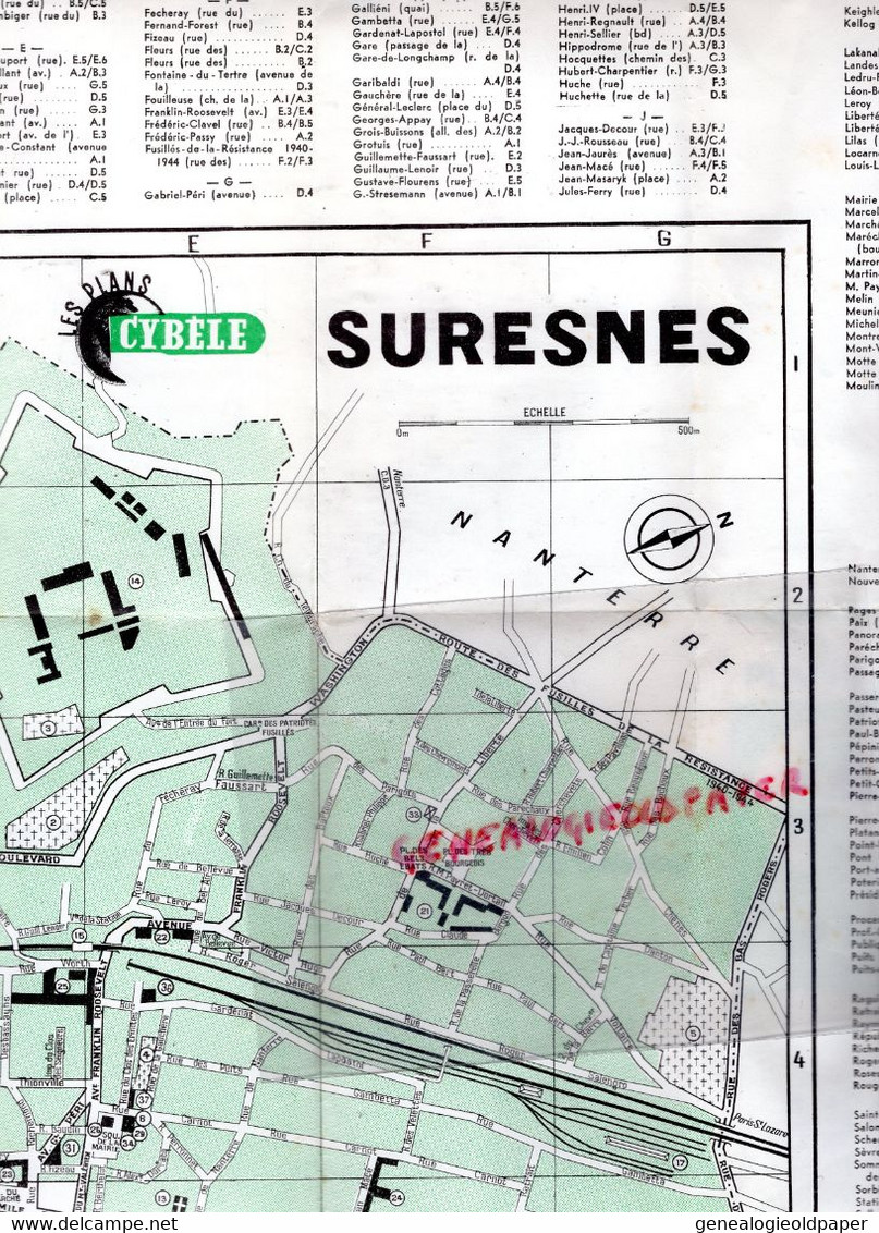 92- SURESNES - CARTE GUIDE PLAN DES RUES-  CYBELE  1960 - Andere Pläne
