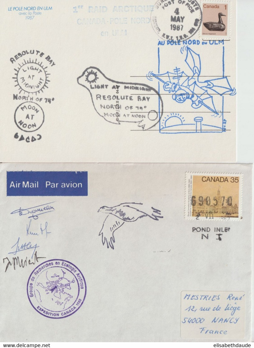 CANADA - 1980/1987 - EXPEDITION POLAIRE  - ENVELOPPE + CARTE POSTALE - Expediciones árticas