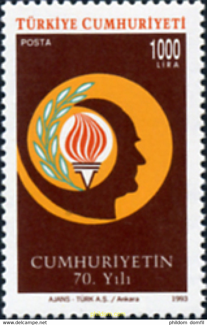 173654 MNH TURQUIA 1993 70 ANIVERSARIO DE LA REPUBLICA - Colecciones & Series