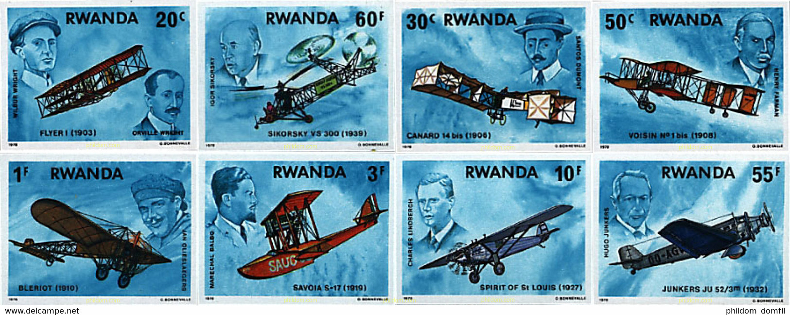 17921 MNH RUANDA 1978 PIONEROS DE LA AVIACION - 1970-1979