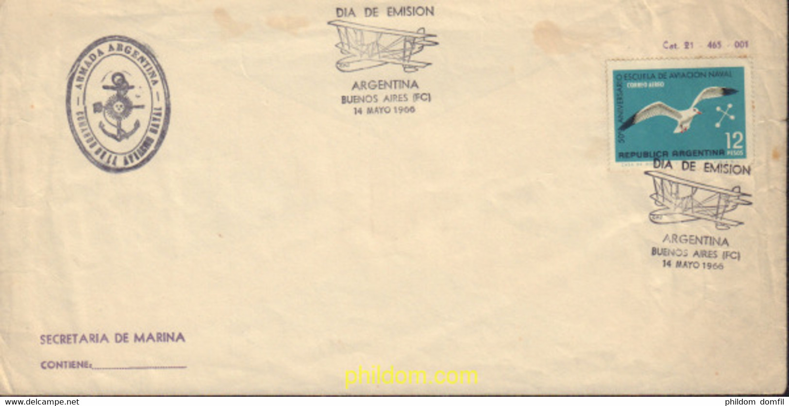 367829 MNH ARGENTINA 1966 50 ANIVERSARIO DE LA ESCUELA DE AVIACION NAVAL - Usati