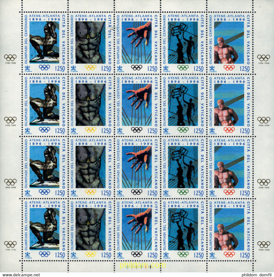 10729 MNH VATICANO 1996 CENTENARIO DE LOS JUEGOS OLIMPICOS - Oblitérés