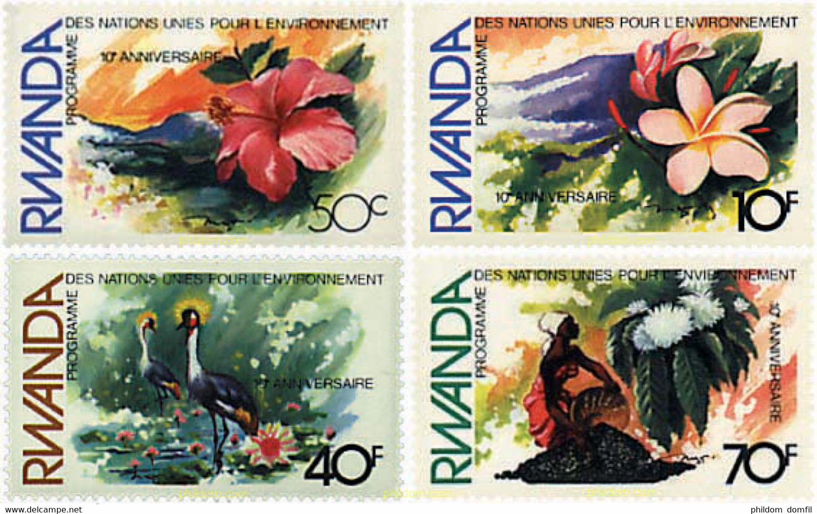 289680 MNH RUANDA 1982 10 ANIVERSARIO DEL PROGRAMA DE LAS NACIONES UNIDAS PARA EL DESARROLLO DE LA FAUNA Y LA FLORA - 1980-1989