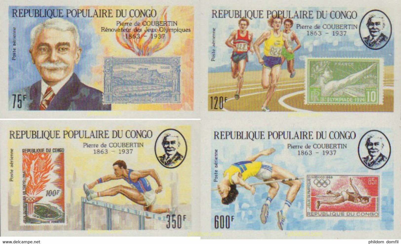 105299 MNH CONGO 1987 50 ANIVERSARIO DE LA MUERTE DE PIERRE DE COUBERTIN - FDC