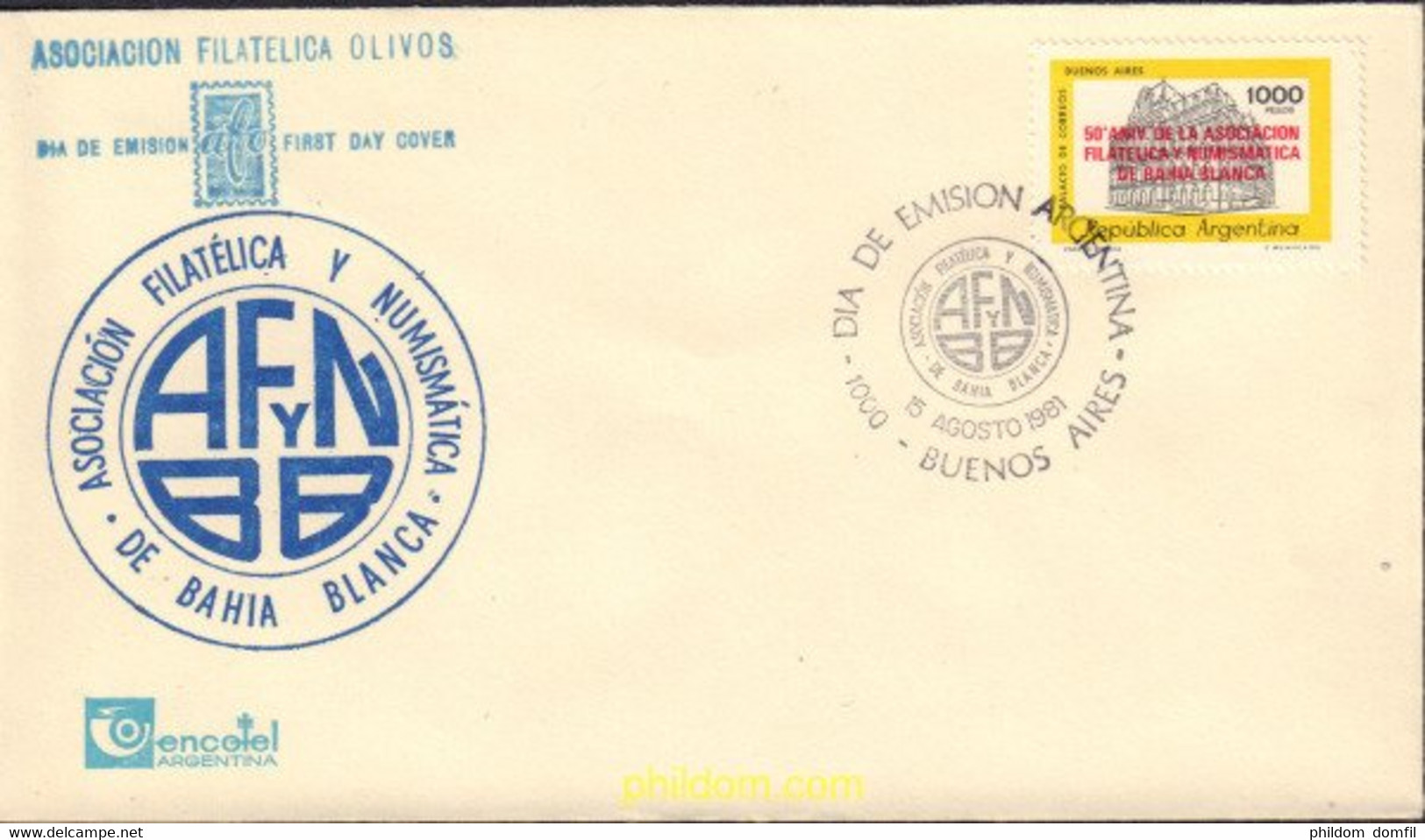 549488 MNH ARGENTINA 1981 50 ANIVERSARIO DE LA ASOCIACION FILATELICA Y NUMISMTICA - Usati