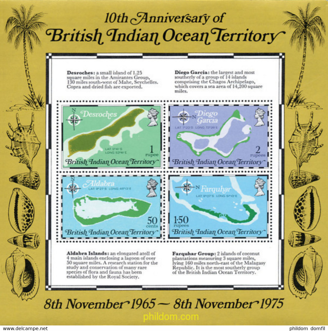 105510 MNH OCEANO INDICO BRITANICO 1975 10 ANIVERSARIO DEL TERRITORIO - Territorio Britannico Dell'Oceano Indiano