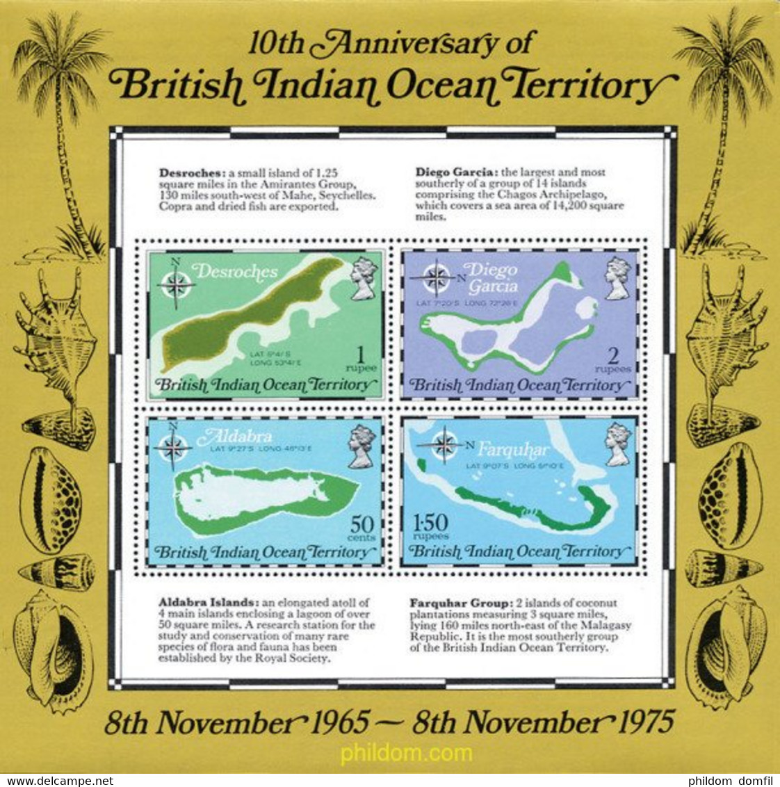 105510 MNH OCEANO INDICO BRITANICO 1975 10 ANIVERSARIO DEL TERRITORIO - Territorio Britannico Dell'Oceano Indiano