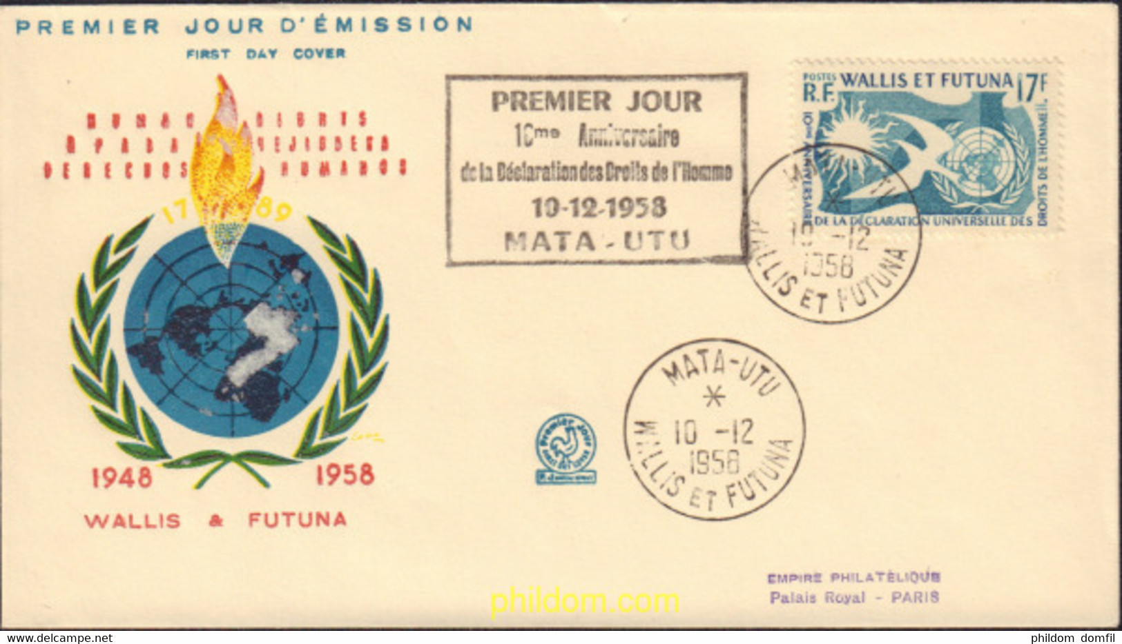 368971 MNH WALLIS Y FUTUNA 1958 10 ANIVERSARIO DE LA DECLARACION UNIVERSAL DE LOS DERECHOS HUMANOS - Used Stamps