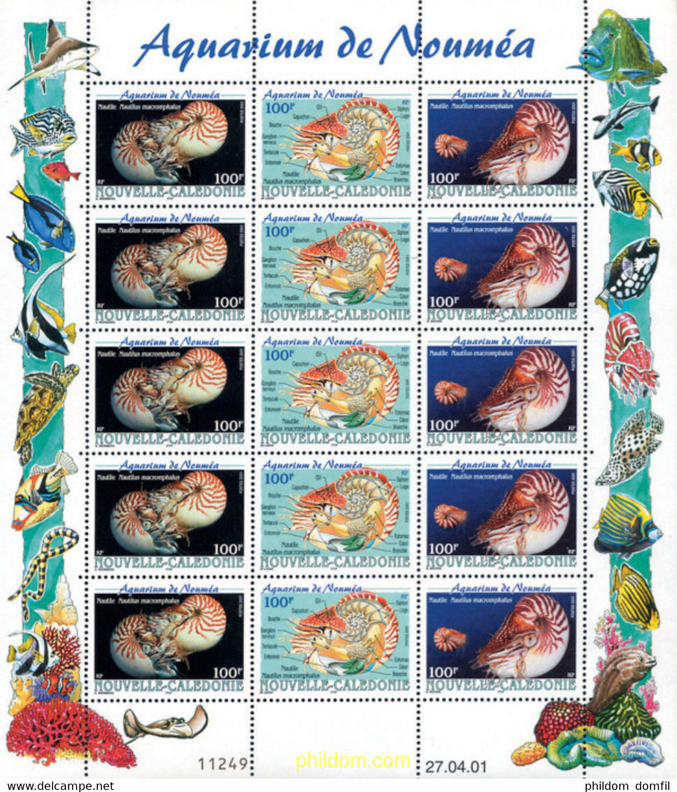 149068 MNH NUEVA CALEDONIA 2001 AQUARIUM DE NOUMEA - Usados