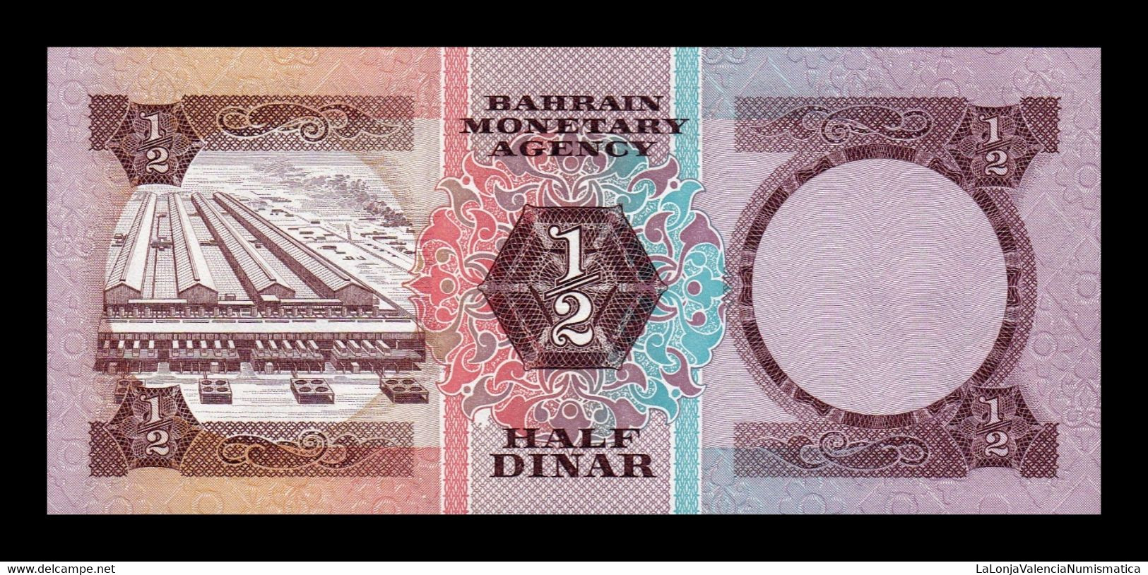 Baréin Bahrain 1/2 Dinar L. 1973 Pick 7 Sc Unc - Bahrein