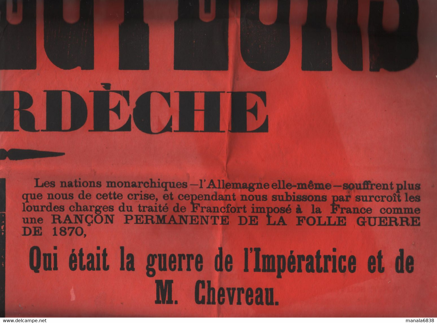 Aux Electeurs De L'Ardèche 1886 Boissy D'Anglas Clauzel Deguilhem Fougeirol Saint Prix Vielfaure - Plakate