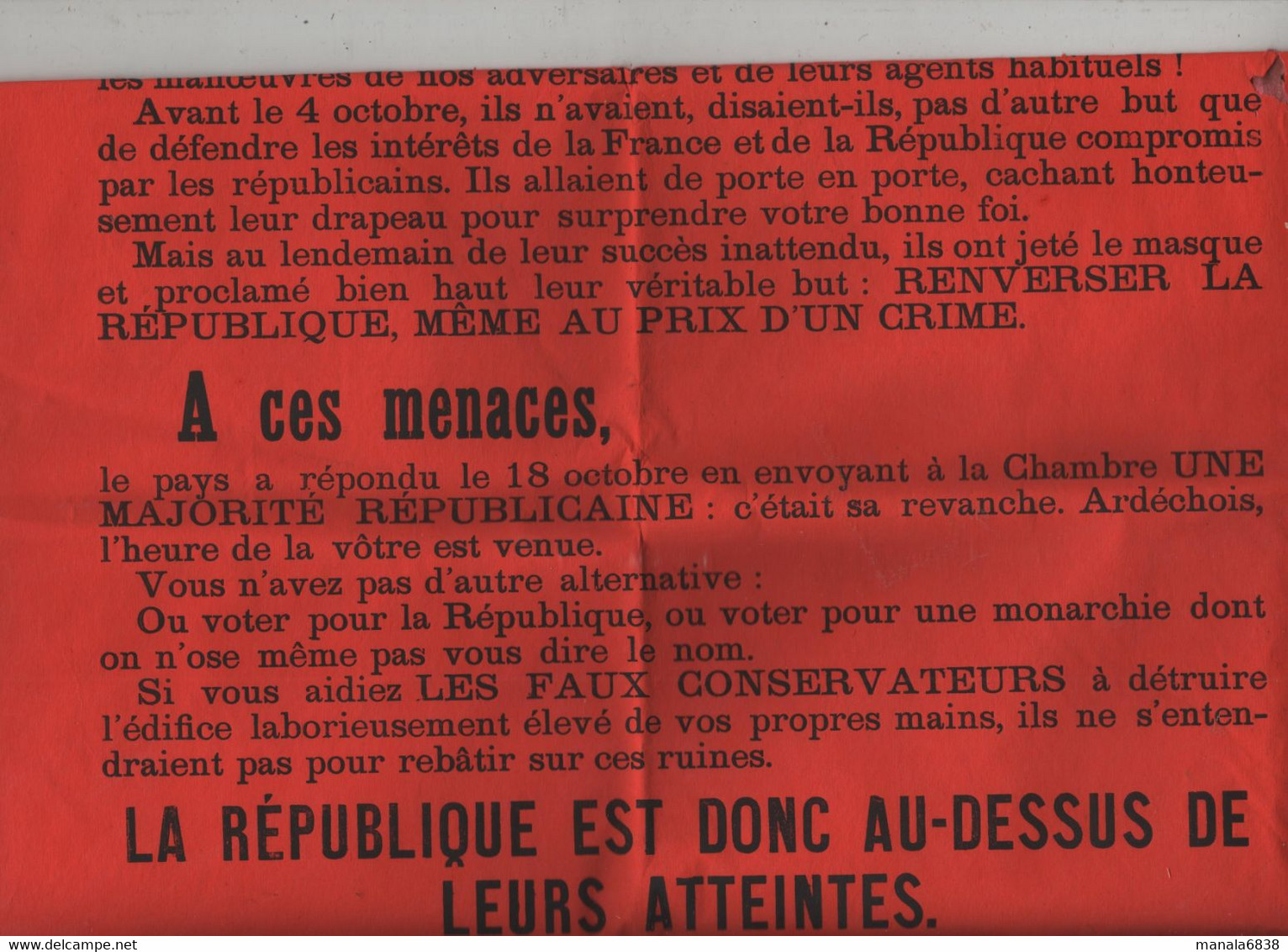 Aux Electeurs De L'Ardèche 1886 Boissy D'Anglas Clauzel Deguilhem Fougeirol Saint Prix Vielfaure - Affiches