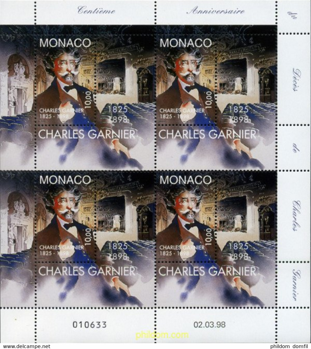 11878 MNH MONACO 1998 CENTENARIO DE LA MUERTE DE CHARLES GARNIER - Otros & Sin Clasificación