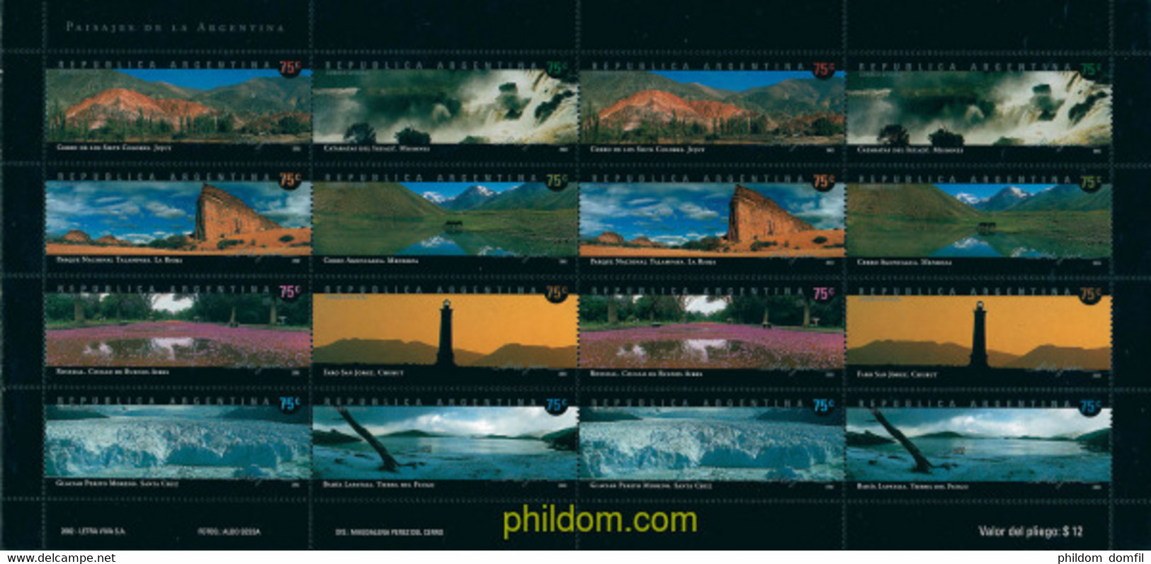 101554 MNH ARGENTINA 2002 PAISAJES - Gebruikt