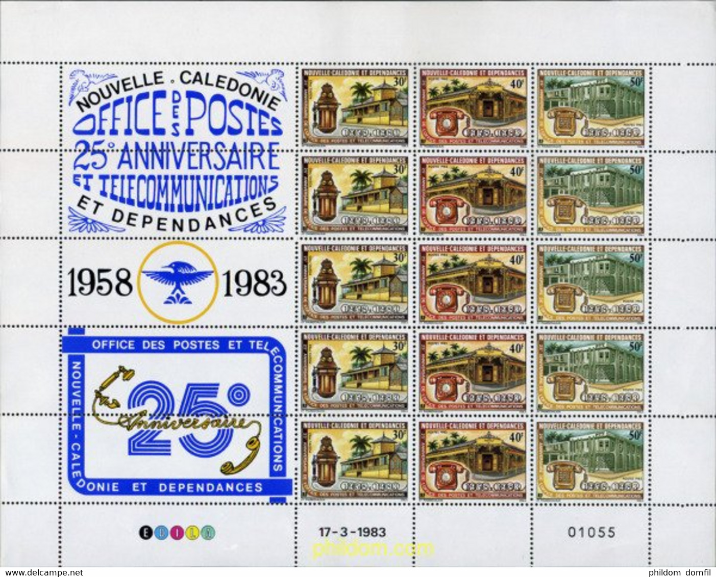 367684 MNH NUEVA CALEDONIA 1983 25 ANIVERSARIO DEL CORREO Y DE LAS TELECOMUNICACIONES - Gebruikt