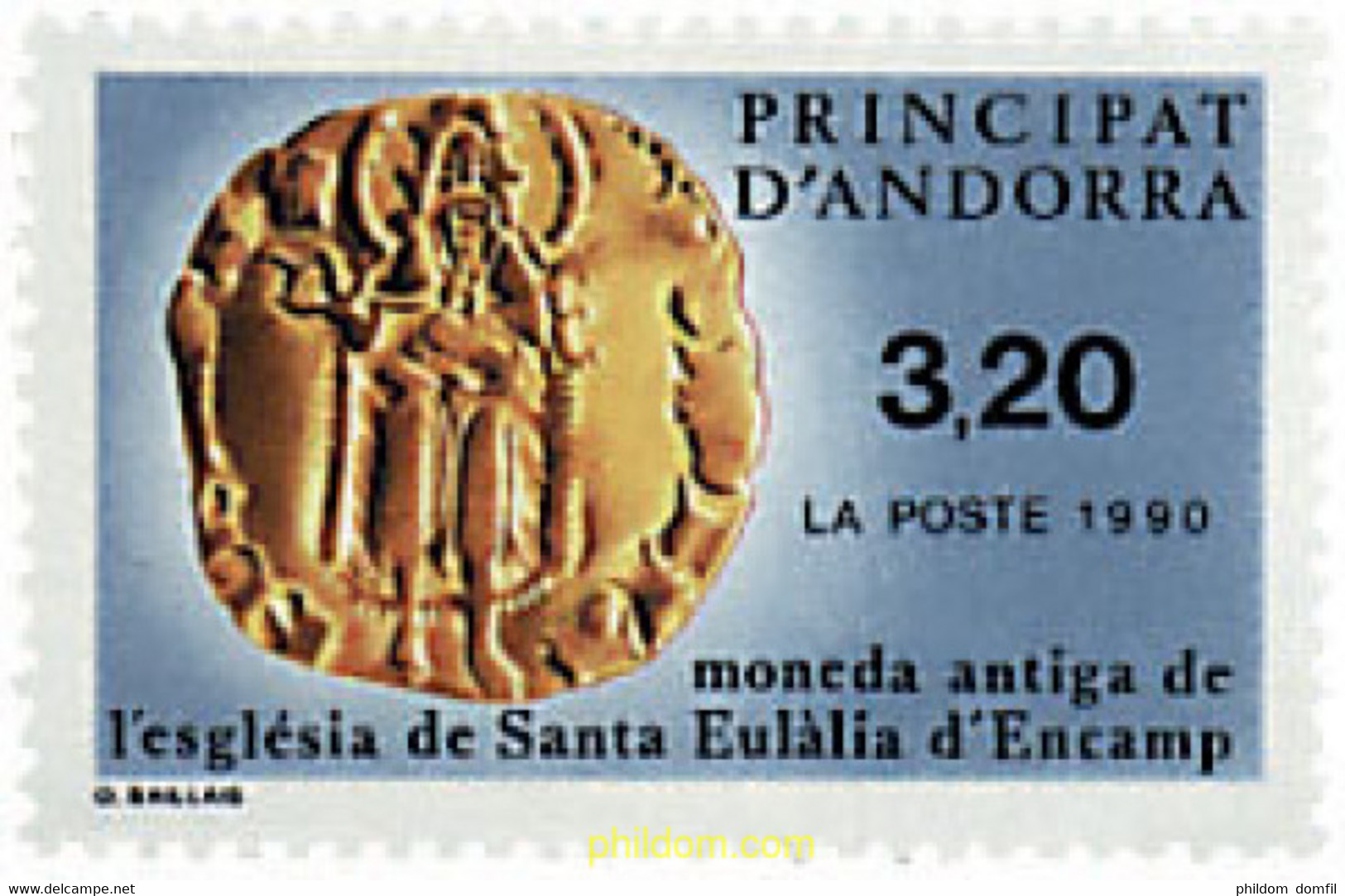46102 MNH ANDORRA. Admón Francesa 1990 PIEZA MONEDA DE SANTA EULALIA DE ENCAMP - Collezioni