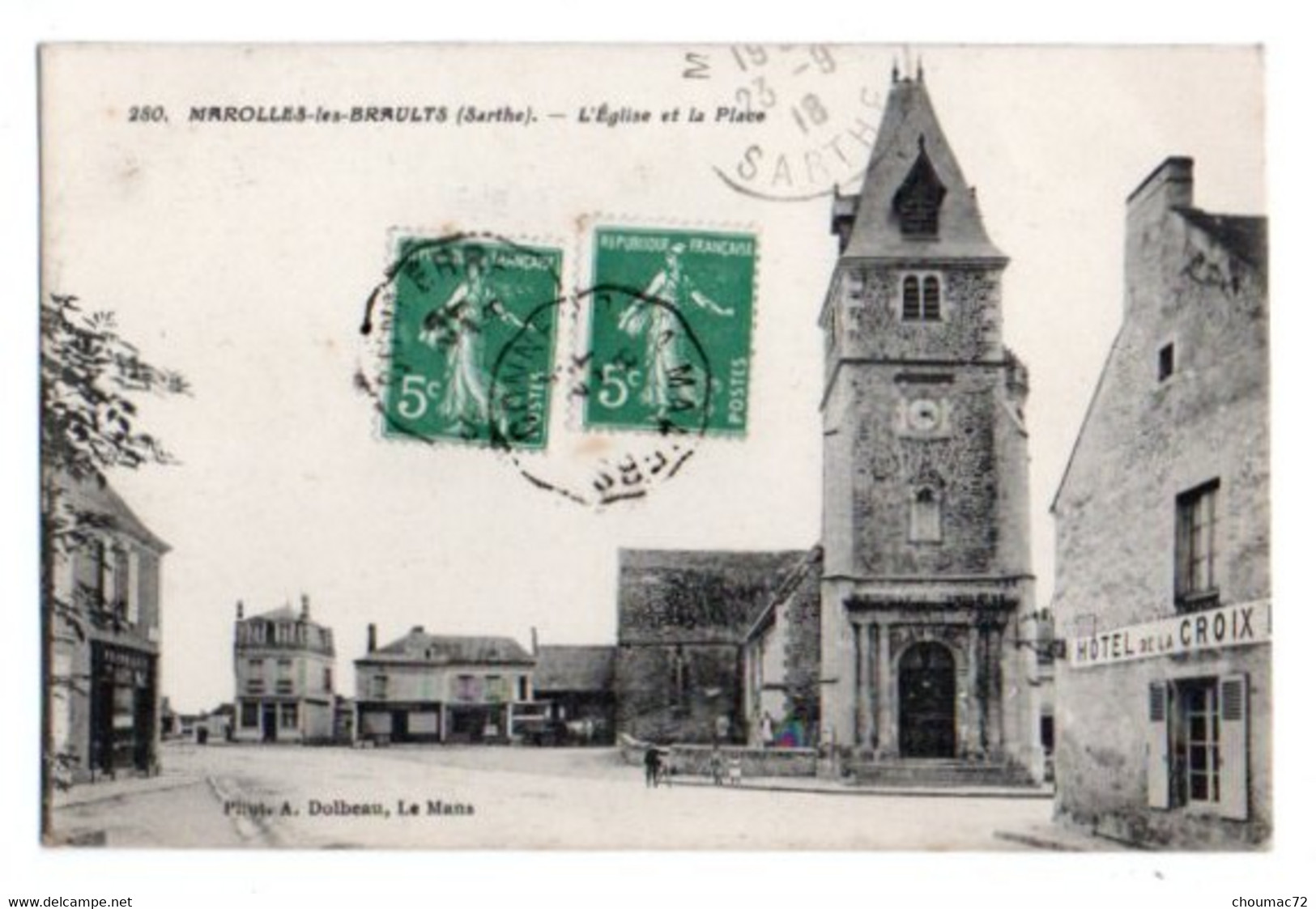 (72) 2287, Marolles Les Braults, Dolbeau 280, L'Eglise Et La Place - Marolles-les-Braults
