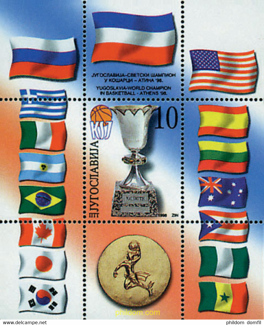 60100 MNH YUGOSLAVIA 1998 YUGOSLAVIA, VENCEDORA DEL CAMPEONATO DEL MUNDO DE BALONCESTO EN ATENAS - Used Stamps