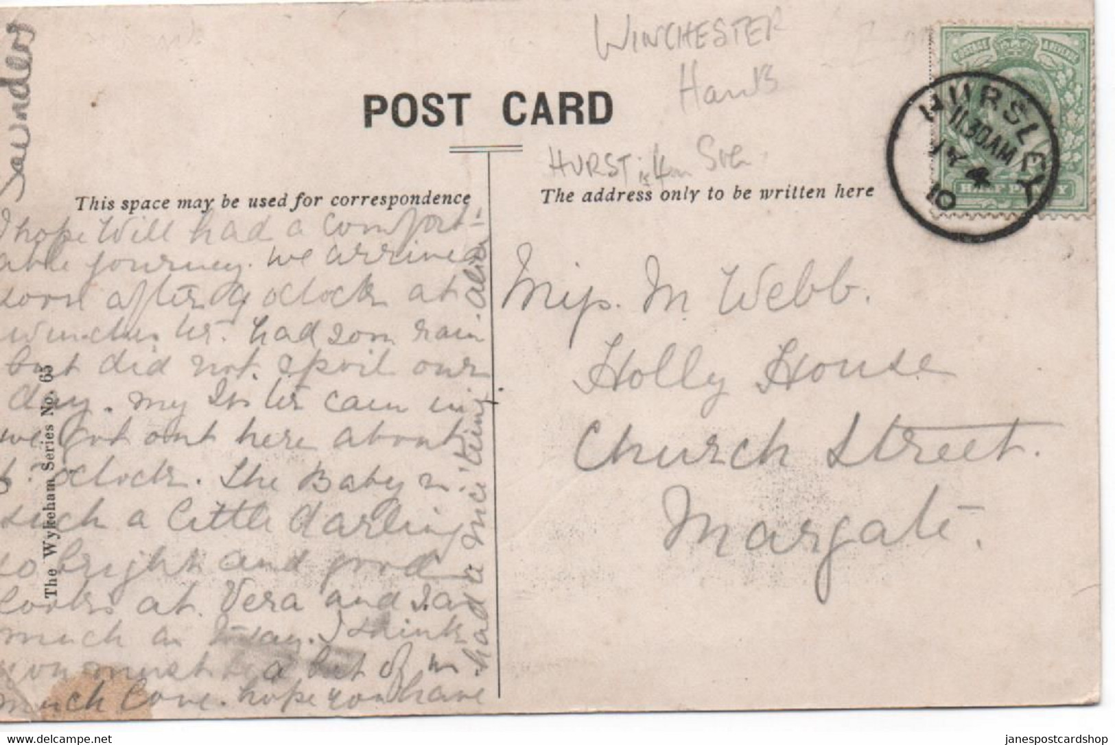 COLOURED POSTCARD - THE WAYFARERS DOLE - ST. CROSS - NR. WINCHESTER - HANTS - WITH GOOD HURSLEY POSTMARK - Winchester