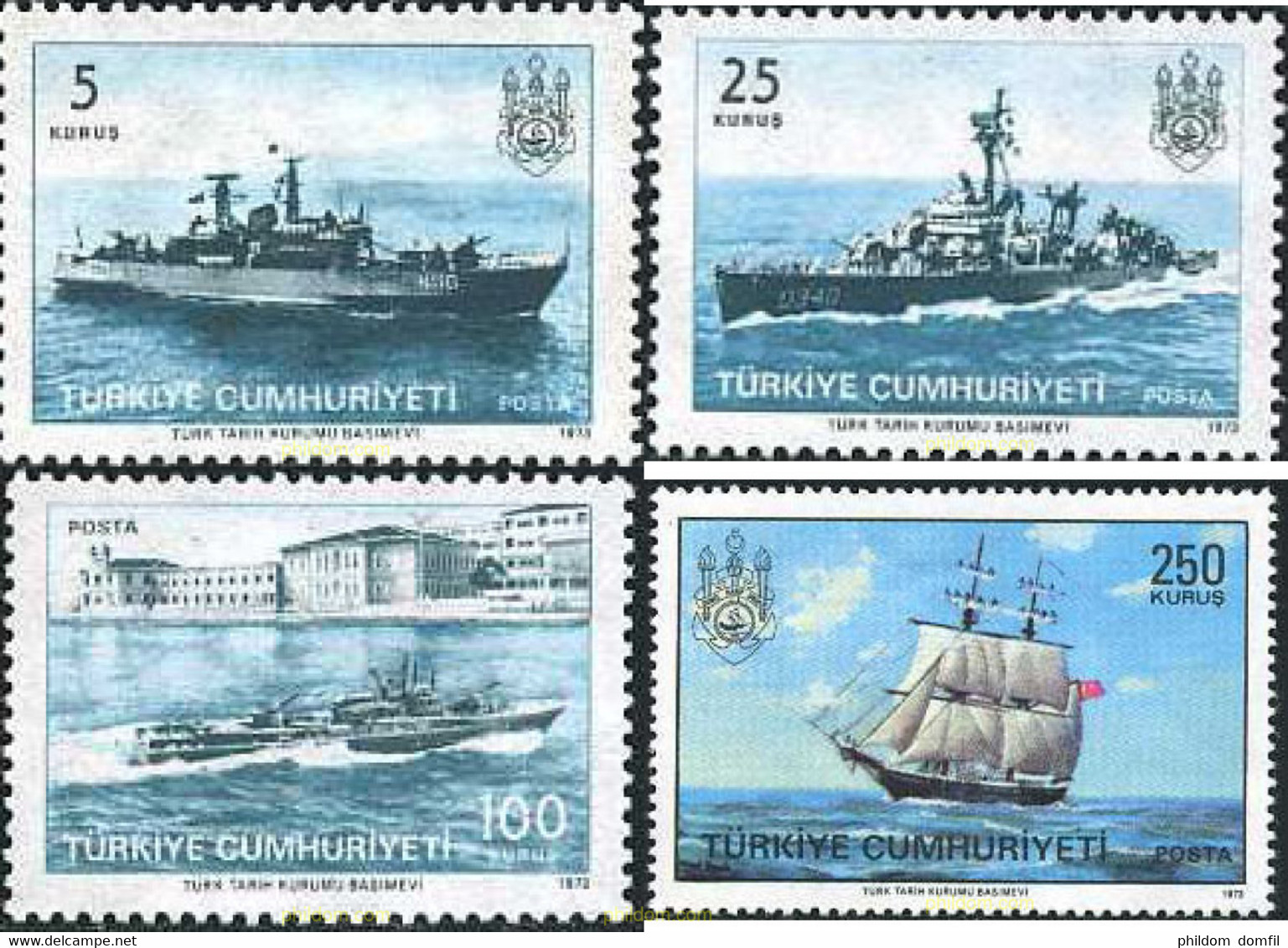 172783 MNH TURQUIA 1973 BICENTENARIO DE LA ESCUELA DE LA MARINA DE GUERRA - Lots & Serien