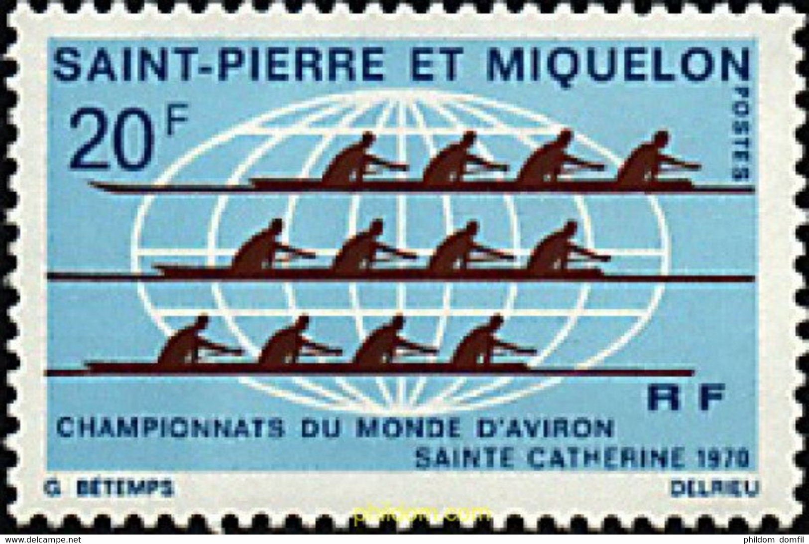 93012 MNH SAN PEDRO Y MIQUELON 1970 CAMPEONATOS DEL MUNDO DE REMO - Gebruikt