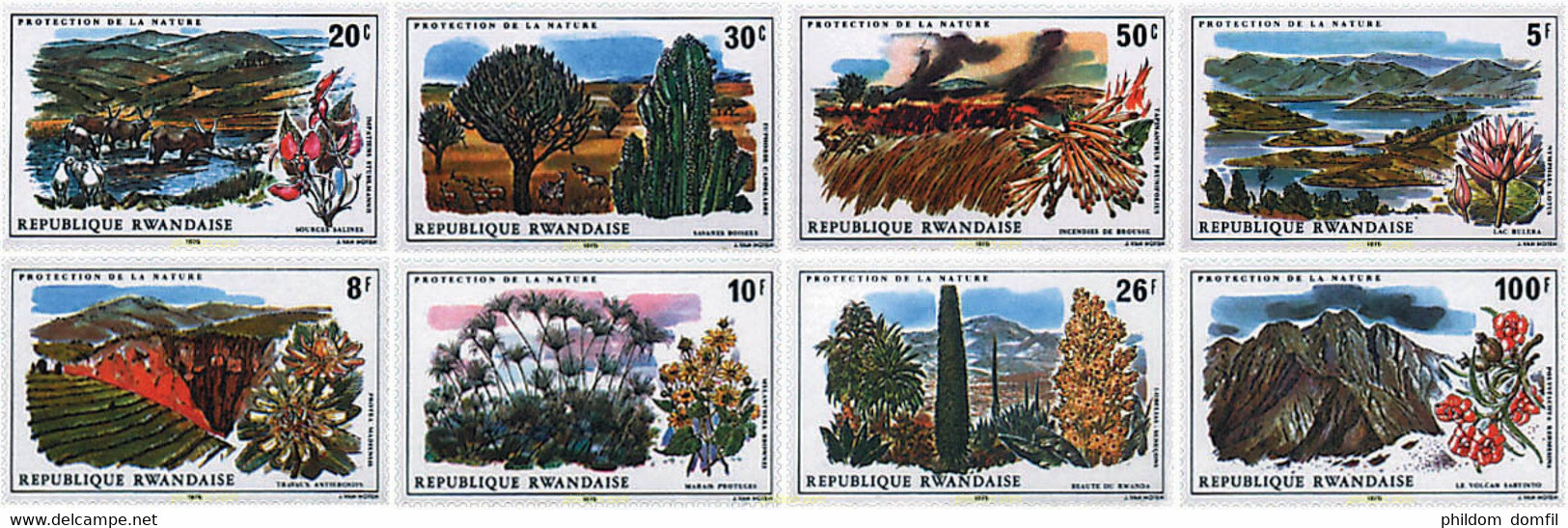 100200 MNH RUANDA 1975 PROTECCION DE LA NATURALEZA - 1970-1979