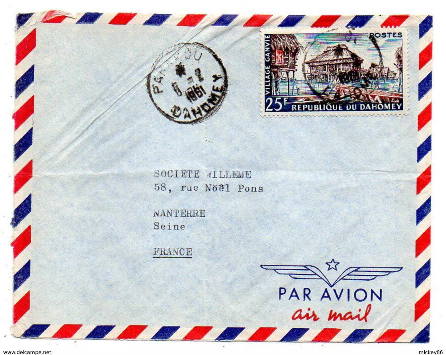DAHOMEY --1961--lettre PARAKOU  Pour NANTERRE-92 (France)-timbre Seul Sur Lettre...cachet - Benin - Dahomey (1960-...)