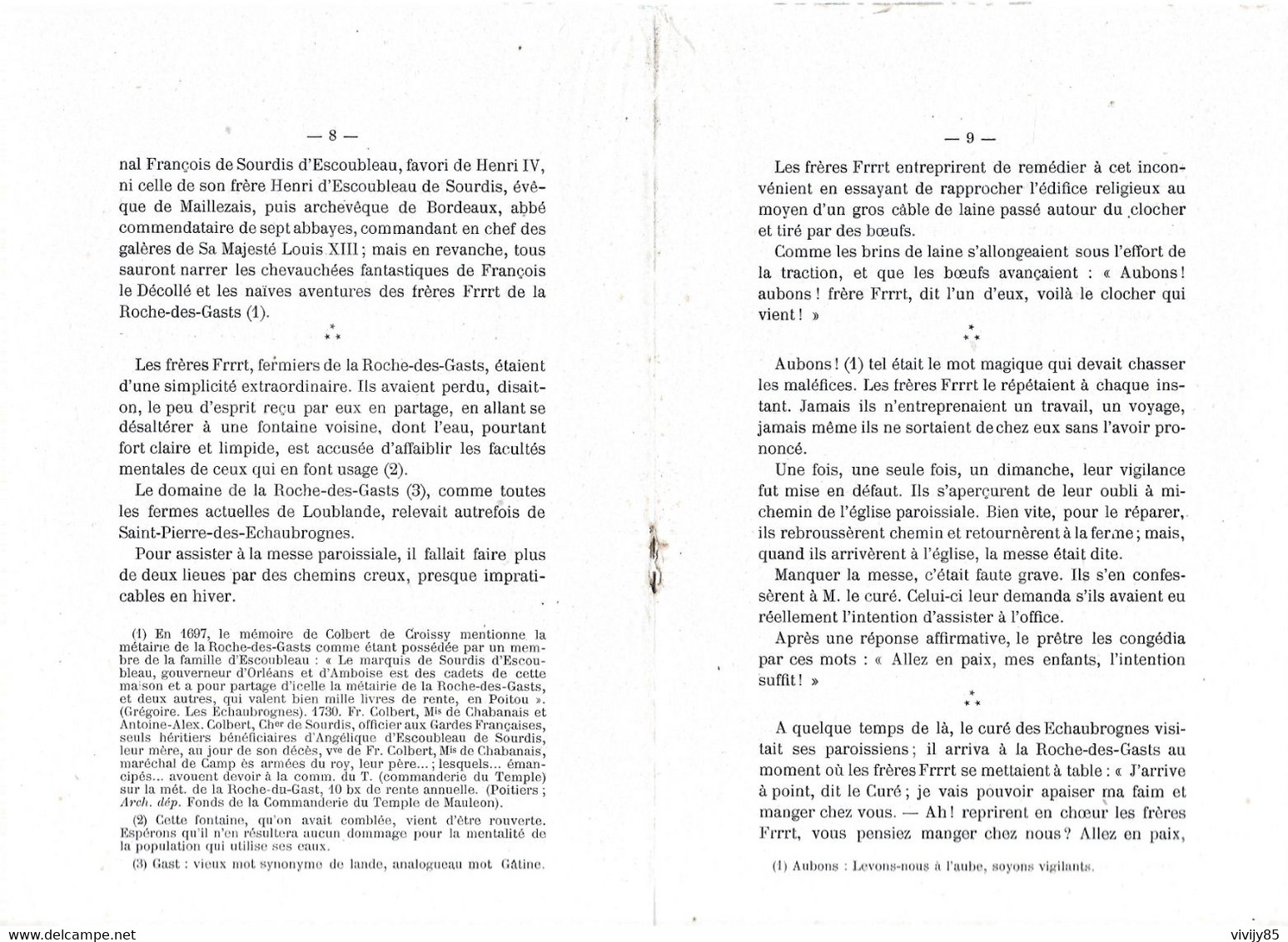79 - PYRAUME-ROCHE DES GASTS-CHENE ROND- Livre Rare " De CHATILLON SUR SEVRE à CHOLET "Trois Jolis Sites Naturels " - Poitou-Charentes