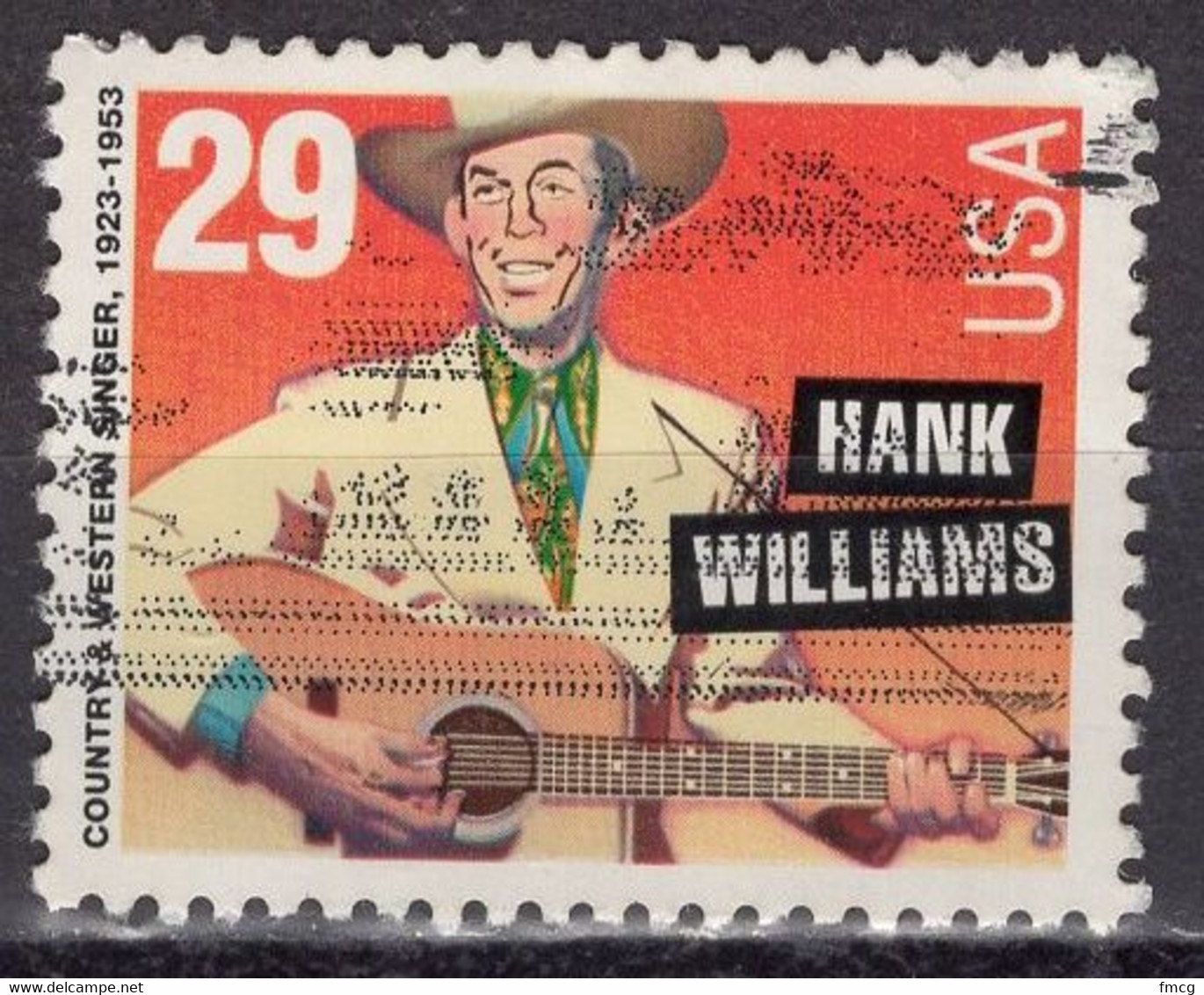 1993 29 Cents Country Music, Hank Williams, Sheet Stamp, Used - Used Stamps