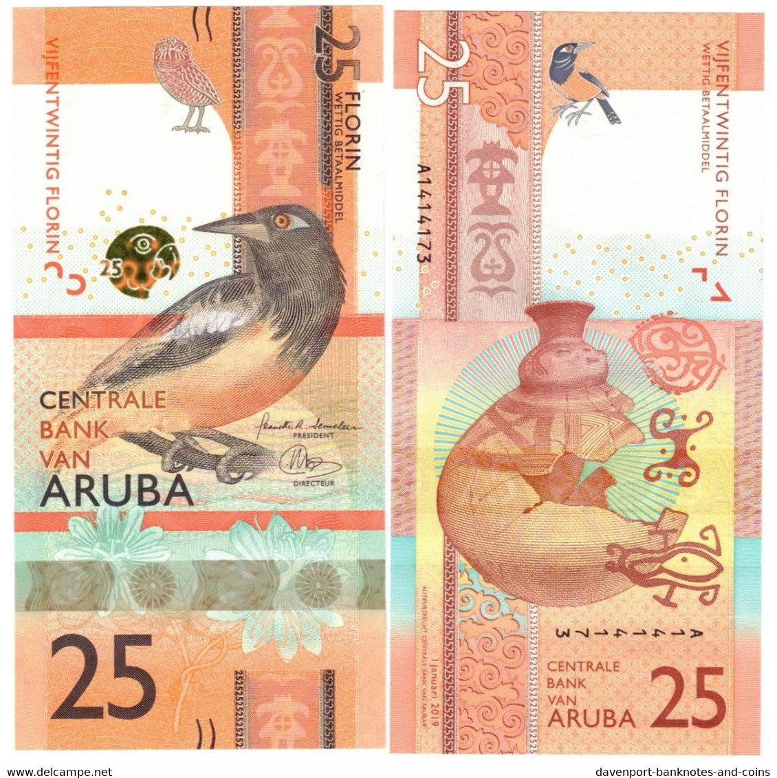 Aruba 25 Florin 2019 UNC - Aruba (1986-...)