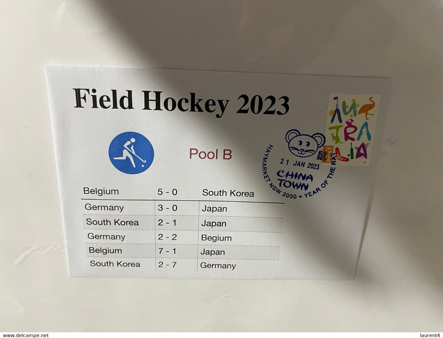 (1 Oø 17) India 2023 World Cup Field Hockey (1 Cover) 13 To 29 Janaury 2023 (with OZ Stamp) Pool B Resuts - Hockey (sur Gazon)