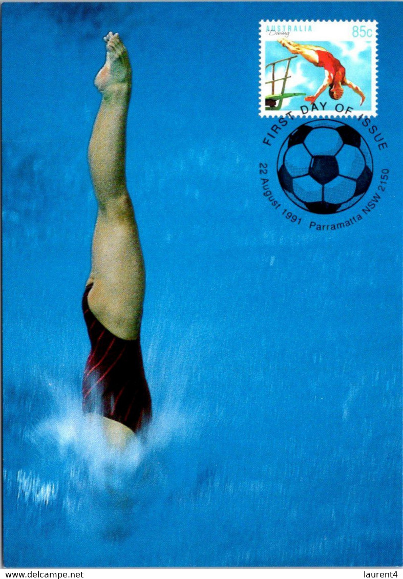 (1 Oø 20 A) Australia (Diving 85 Cent Stamp) Maxicard (pre-paid To Worldwide Destination) 2024 Paris Olympic Sport - Duiken