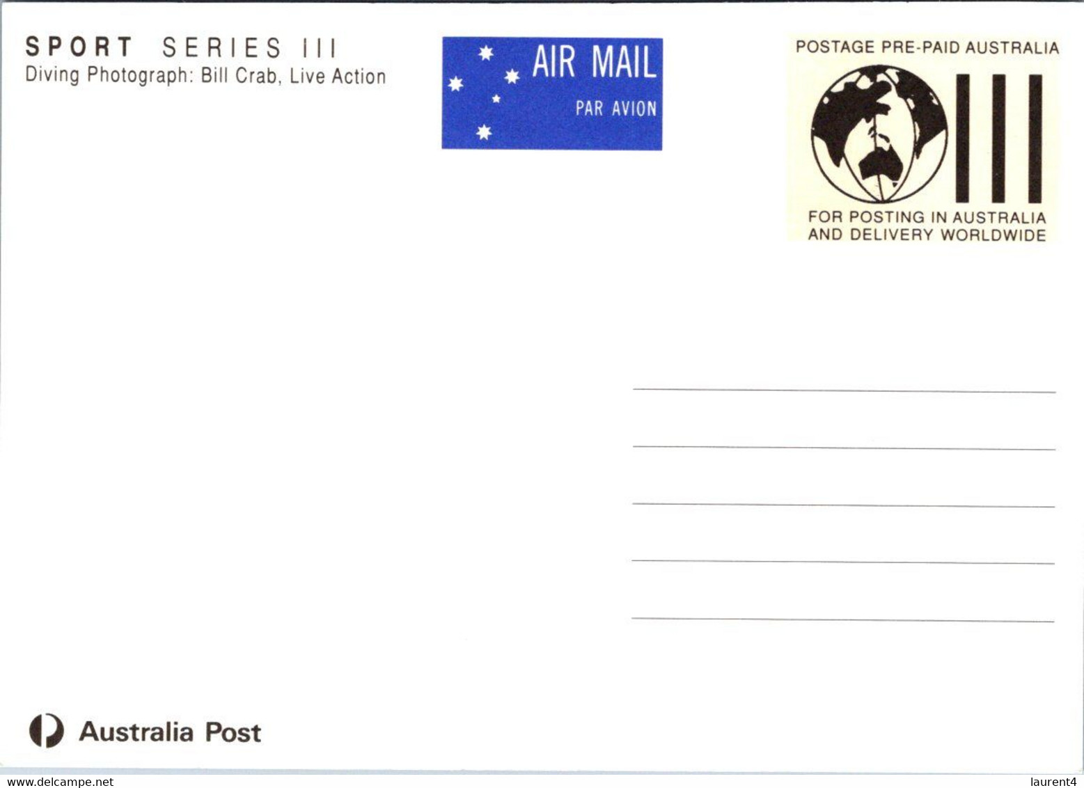 (1 Oø 20 A) Australia (Diving 85 Cent Stamp) Maxicard (pre-paid To Worldwide Destination) 2024 Paris Olympic Sport - Plongée