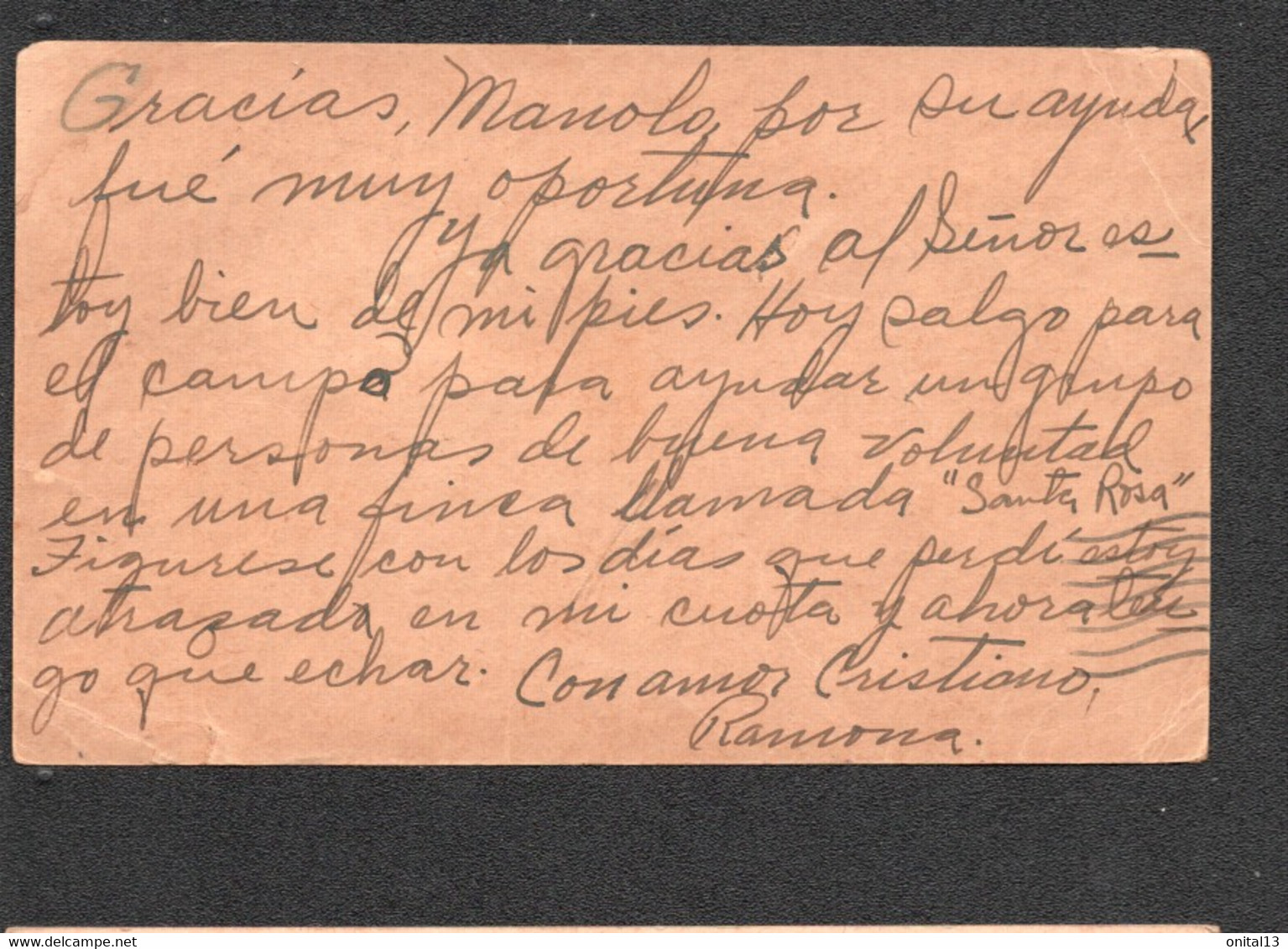 1952 ENTIER POSTAL CUBA AVEC COMPLEMENT JOVELLANOS  CHRISTIANO RAMONA / CIEGO DE AVILA MANUEL GONZALEZ CABRERA D1663 - Lettres & Documents