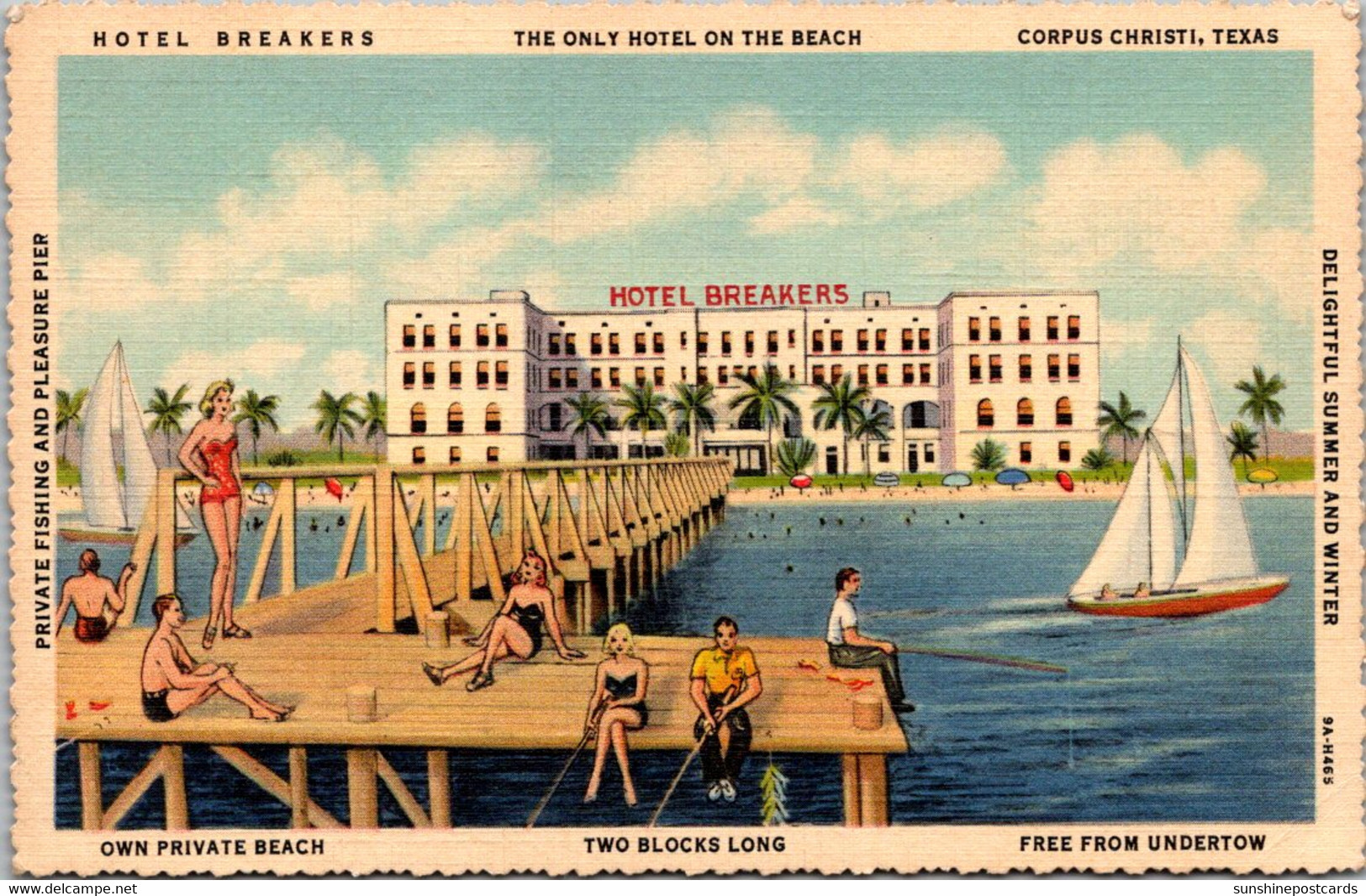 Texas Corpus Christi Hotel Breakers The Only Hotel On The Beach Curteich - Corpus Christi