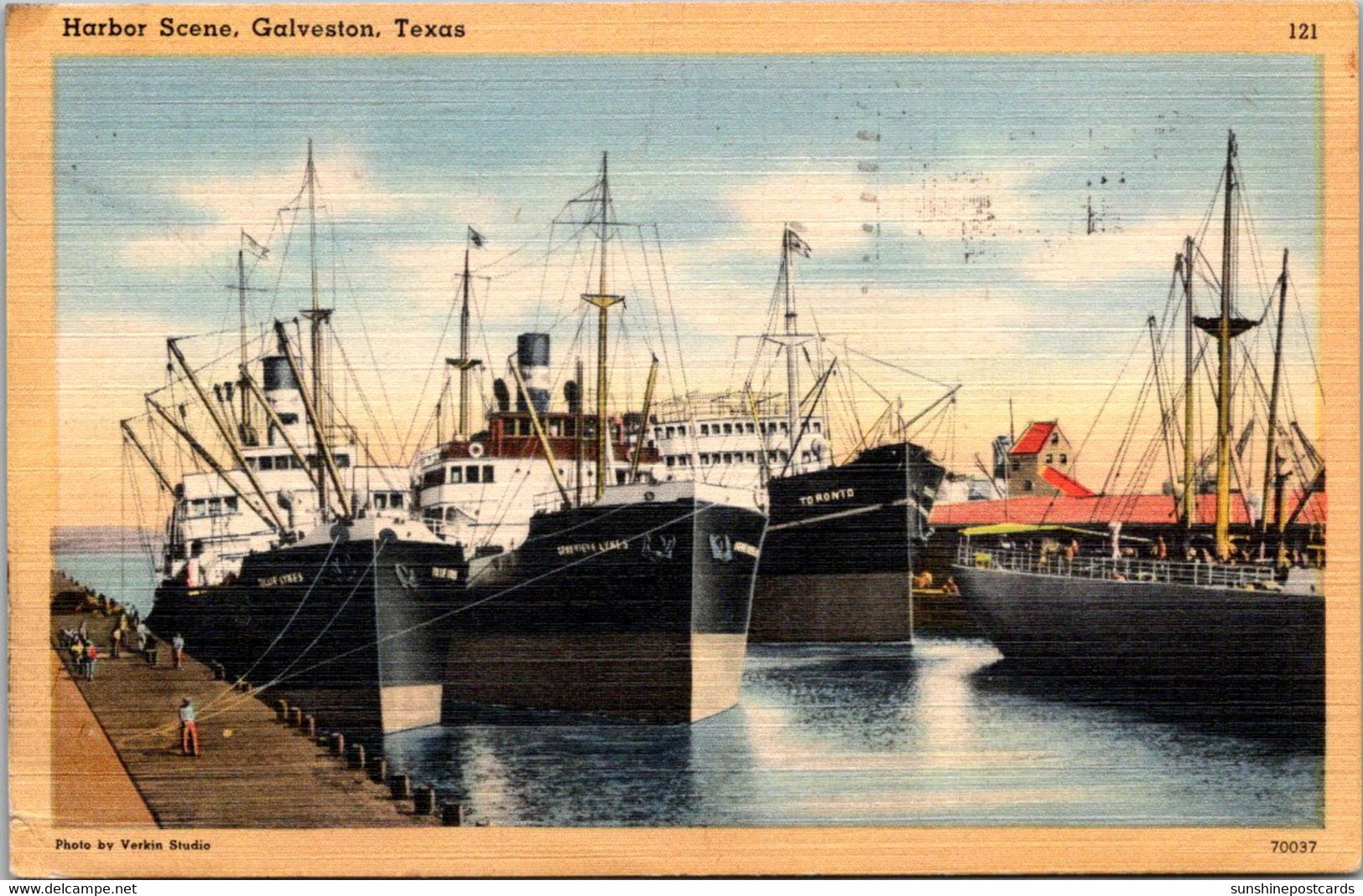 Texas Galveston Harbor Scene 1945 - Galveston