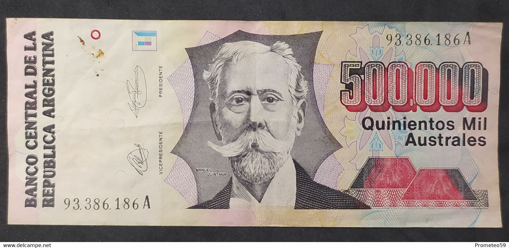 Argentina – Billete Banknote De 500.000 Australes – Serie A – Año 1991 - Argentine