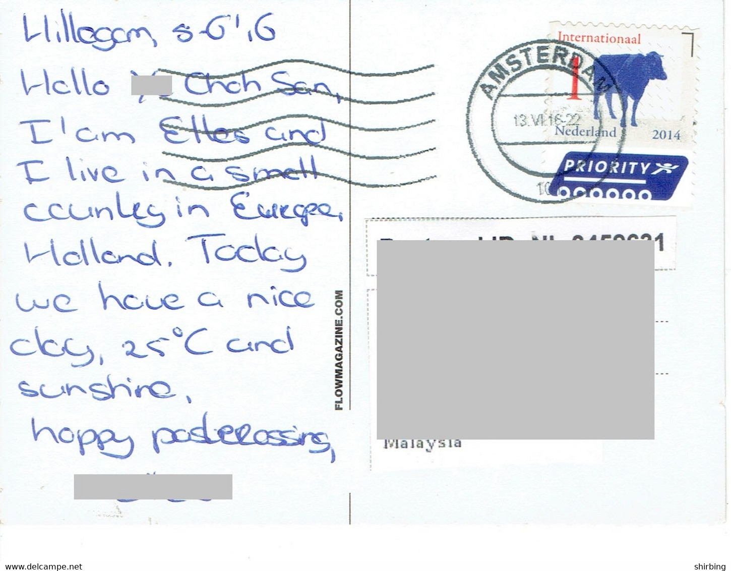 C2 : Netherlands Cow International Stamps Used On Postcard - Briefe U. Dokumente