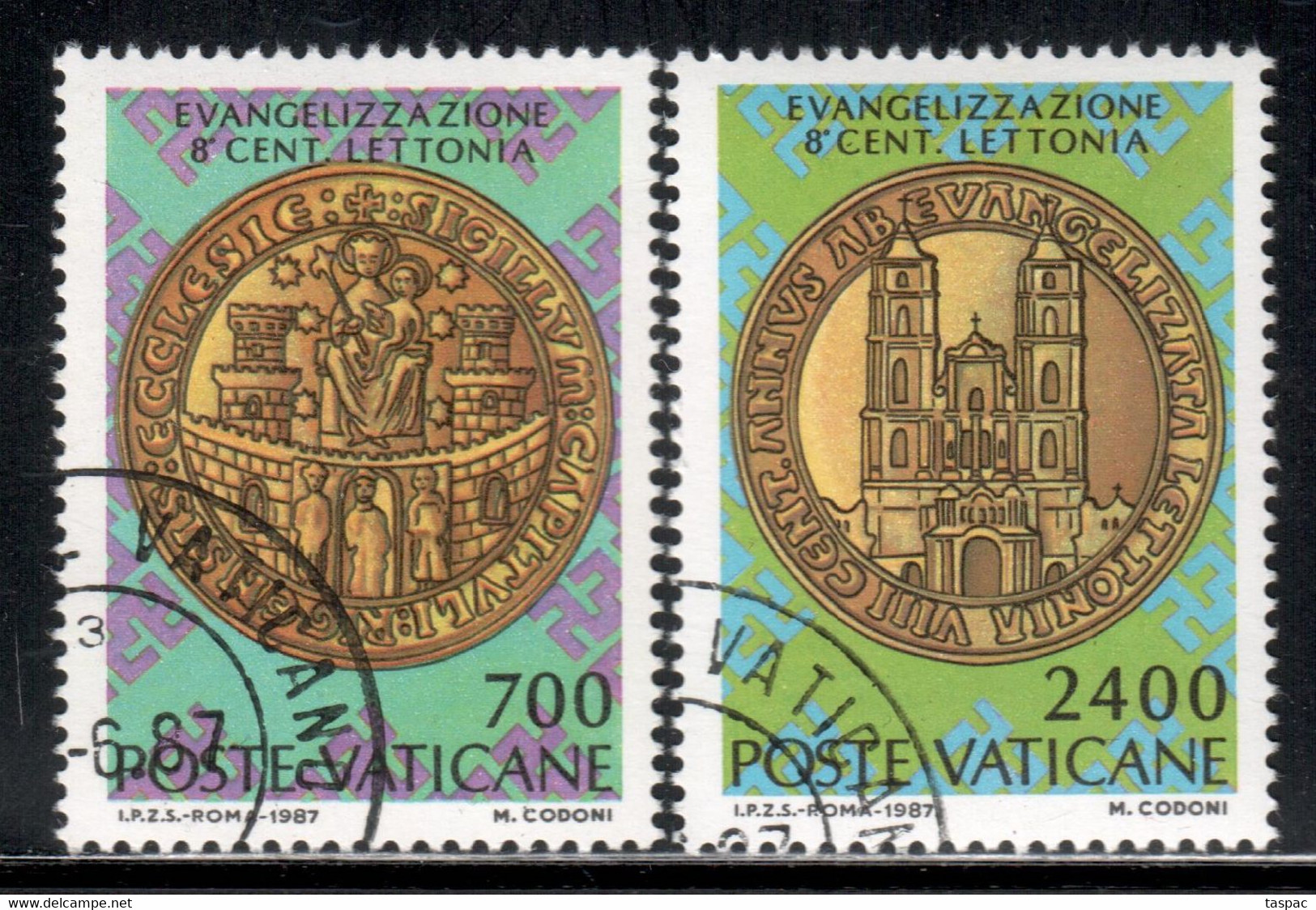 Vatican 1987 Mi# 911-912 Used - Christianization Of Latvia, 800th Anniv. - Usados