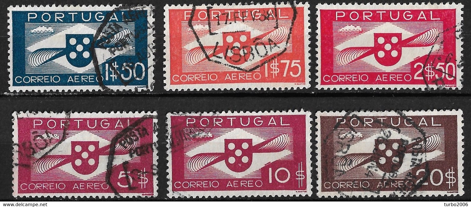 Portugal 1936 Airmailstamps Complete Used Set Michel 591 / 596 - Oblitérés
