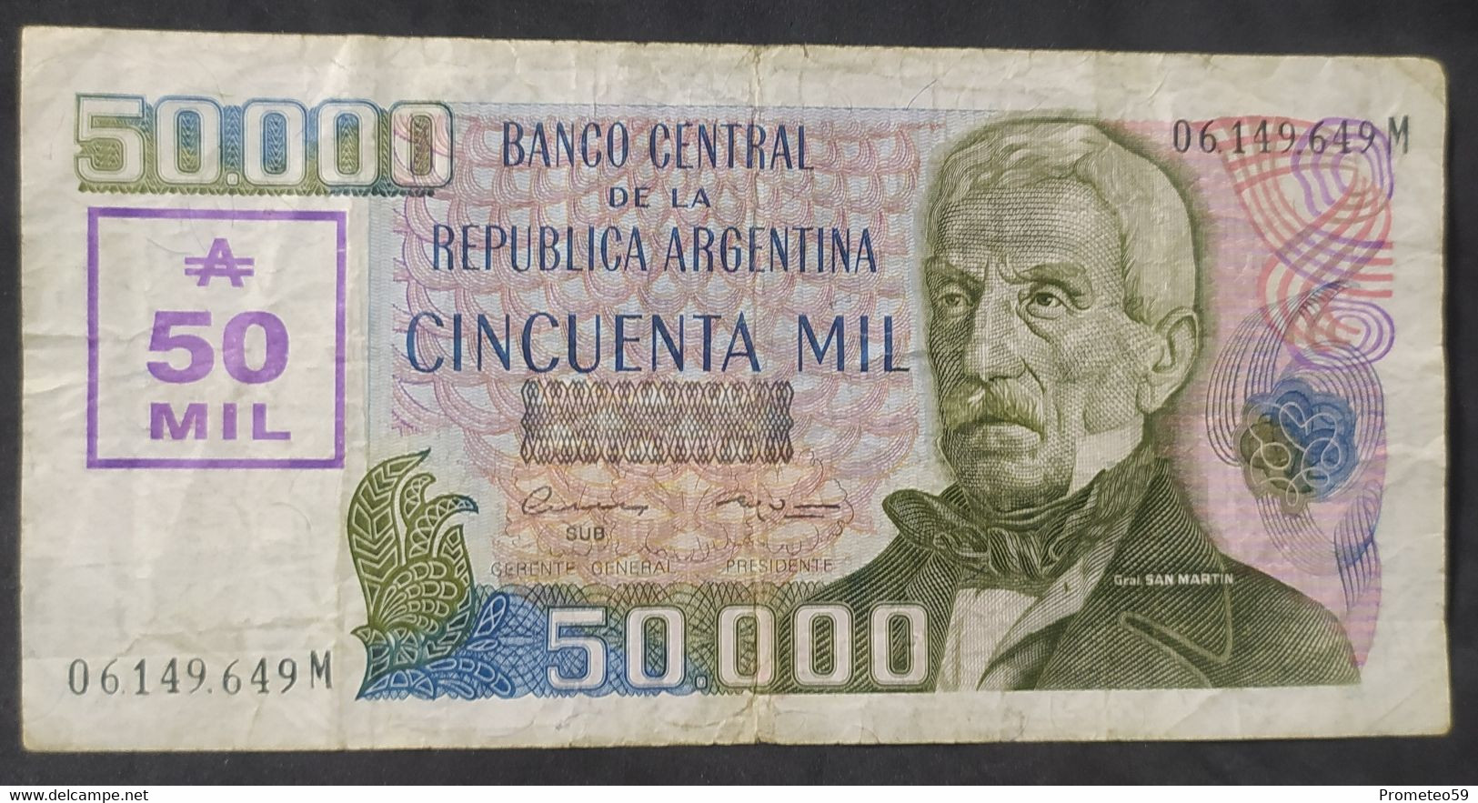 Argentina – Billete Banknote De Emergencia – 50.000 Australes Serie M – Año 1989 . ENVÍO GRATIS - Argentine